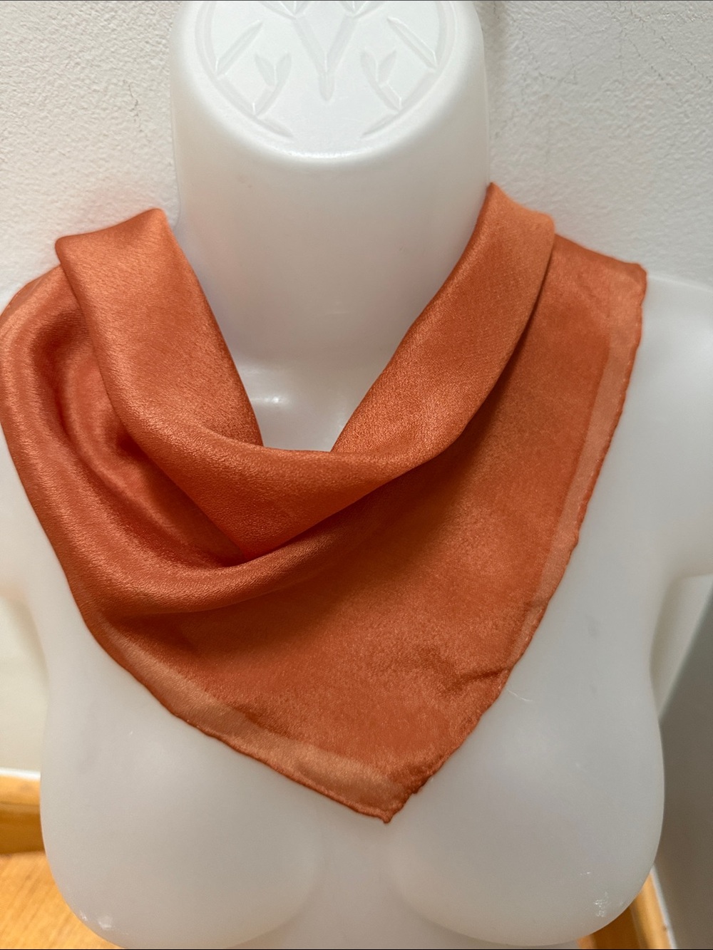 VTG Solid Rust Copper Silk Square Scarf Neck Neckerchief
